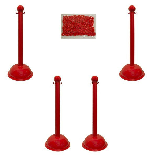 3" Pole Plastic Stanchion Kit (41" Height) - 4 Stanchions