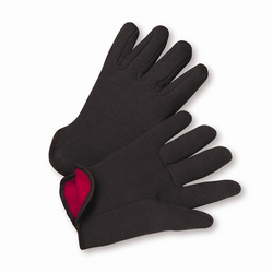 100% Cotton Brown Jersey Red Fleece Lined Gloves